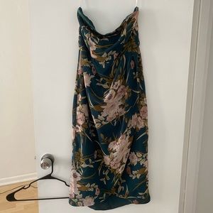 Strapless flowered cocktail dress